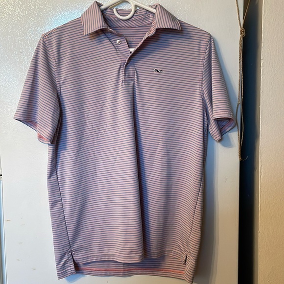 Vineyard Vines Other - VINEYARD VINES XL ME S LAG STRIPE PERFORMANCE POLO BLUE/PINK